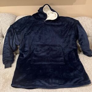 Cozy Navy Blue Huggle Brand Hooded Blanket Sweatshirt